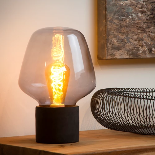 Lucide BECKY - Lampe de table - Ø 20 cm - 1xE27 - Fumé - ambiance 1